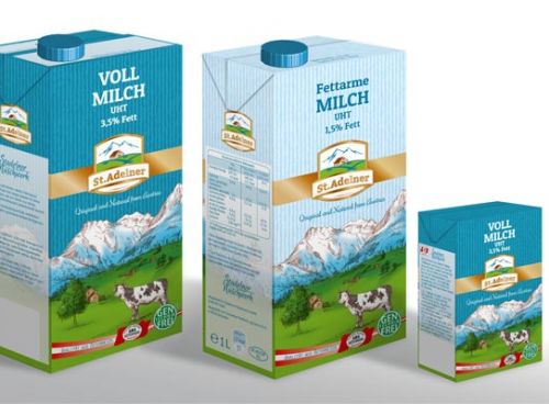 Milchtüten für Vollmilch und fettarme Milch